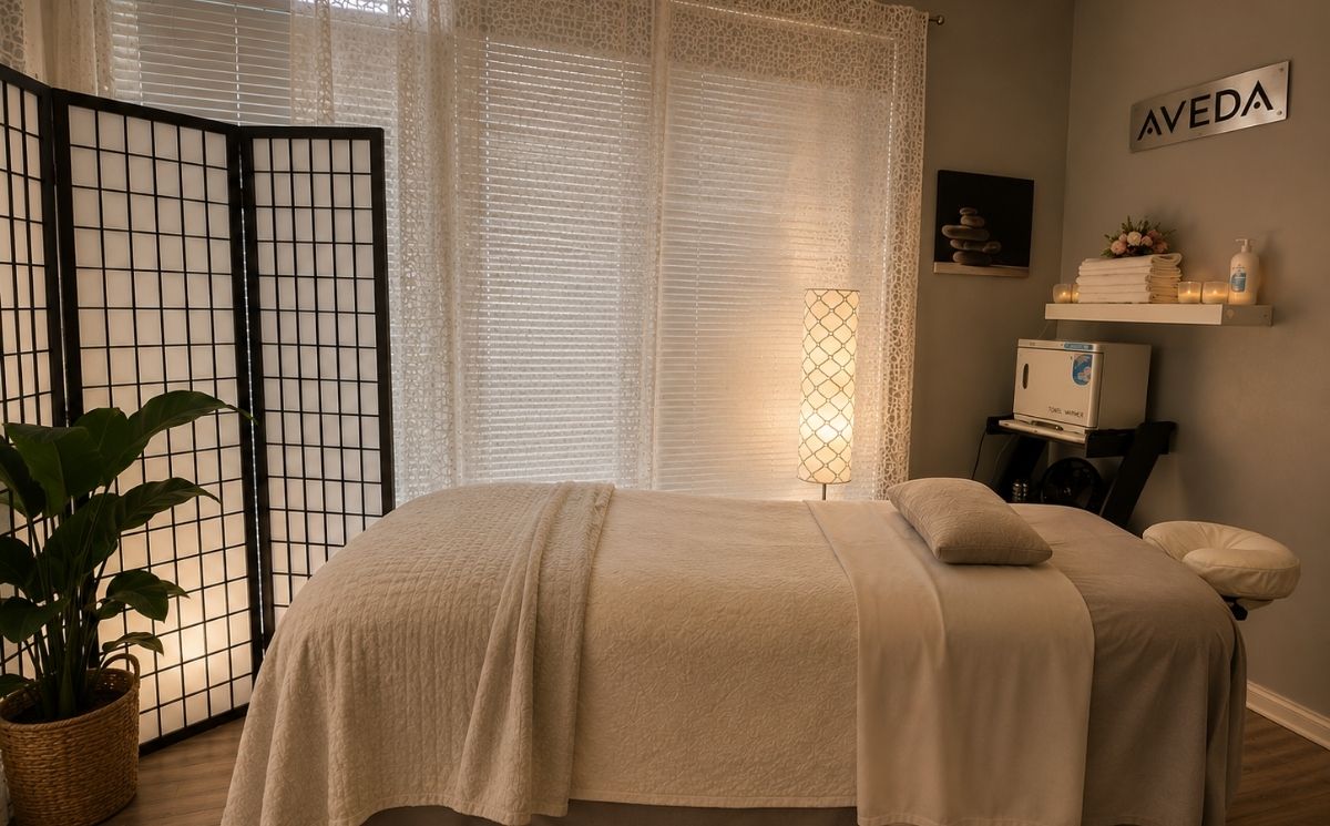 Tranquil Moments Day spa bed and work area