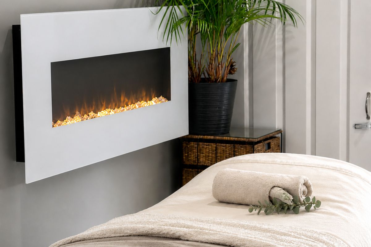 Tranquil Moments Day spa bed and fireplace